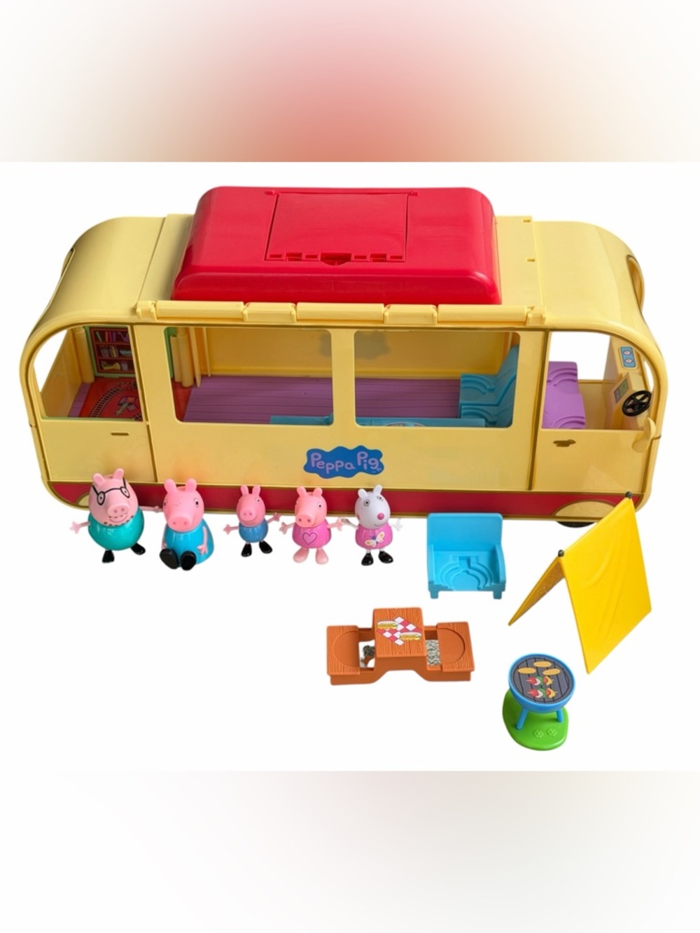 Peppa Pig Yellow & Red Camper Van Playset with Family Figures